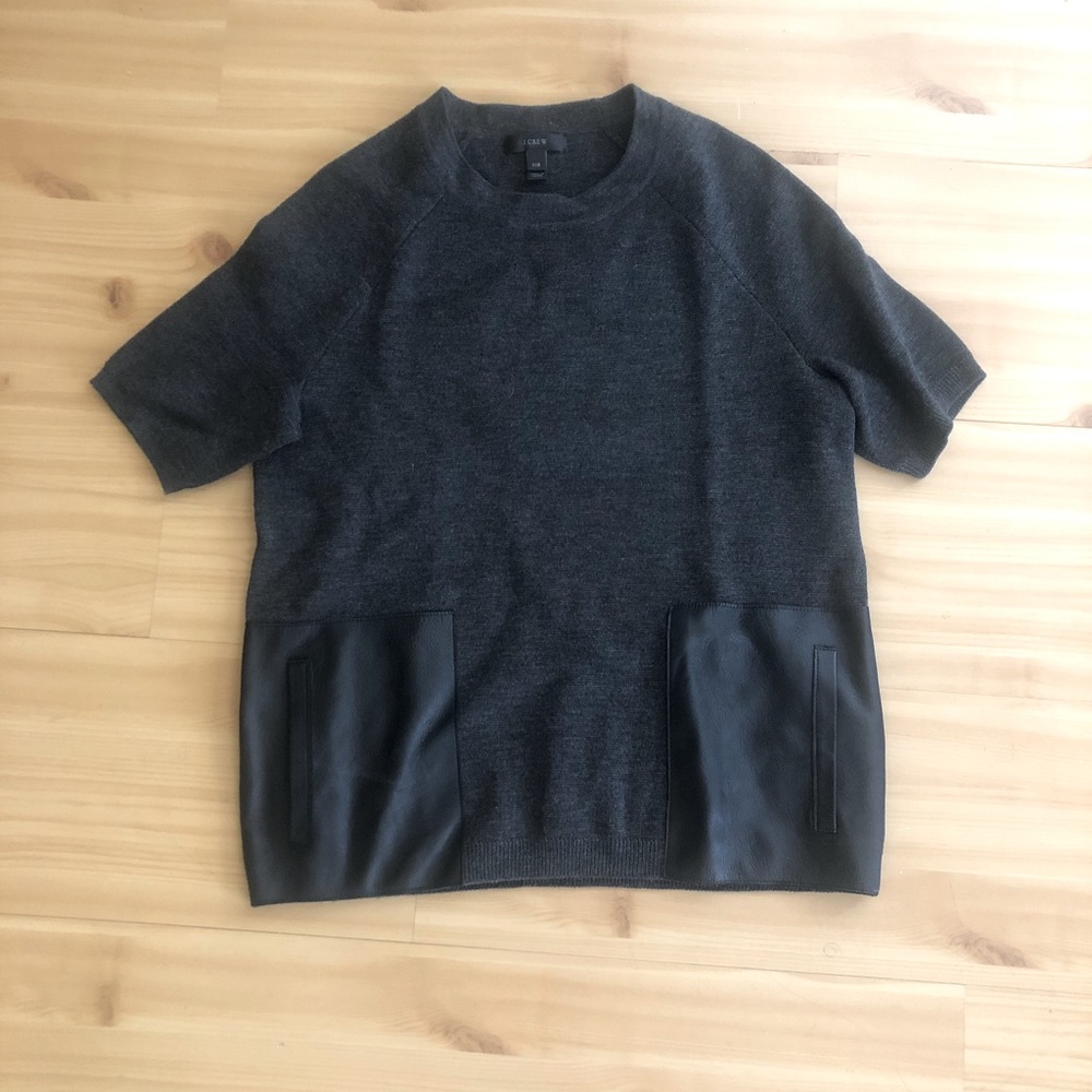 J Crew Sweater with Leather Detail